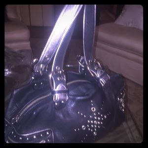 Luce black leather studded handbag